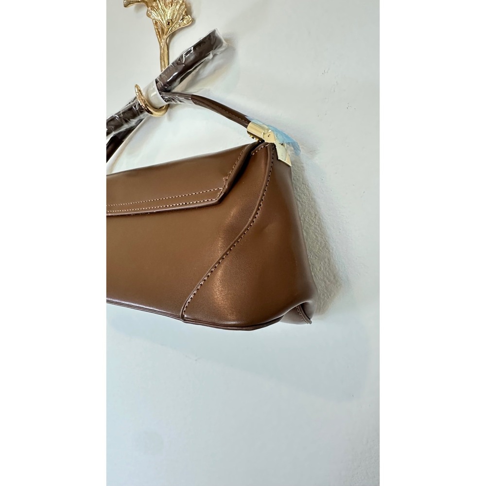 Baguette Shoulder Bag Minimalist Womens Small Brown Vegan Leather Retro Classic - Picture 7 of 10